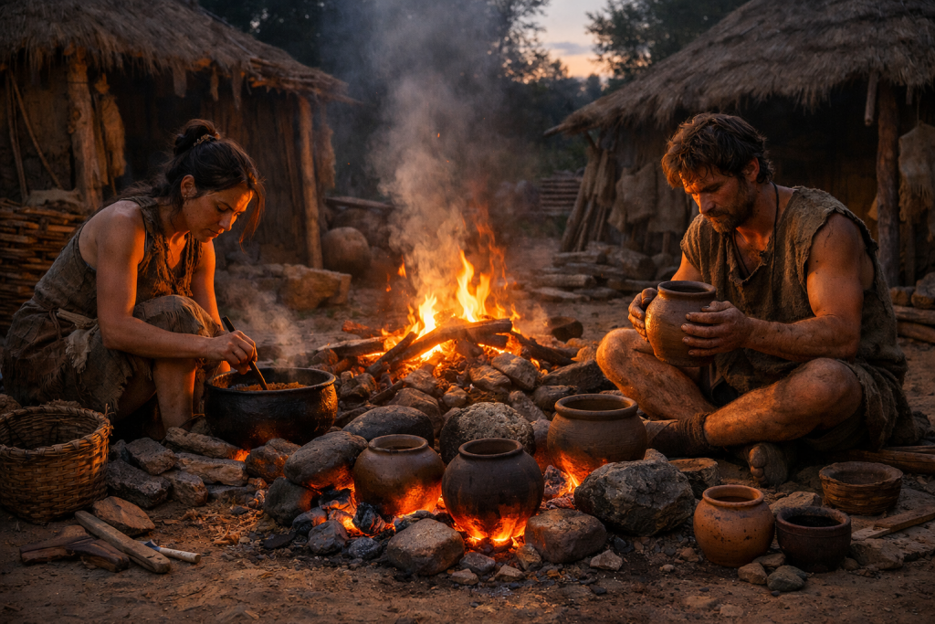 Habitat neolític a la posta de sol