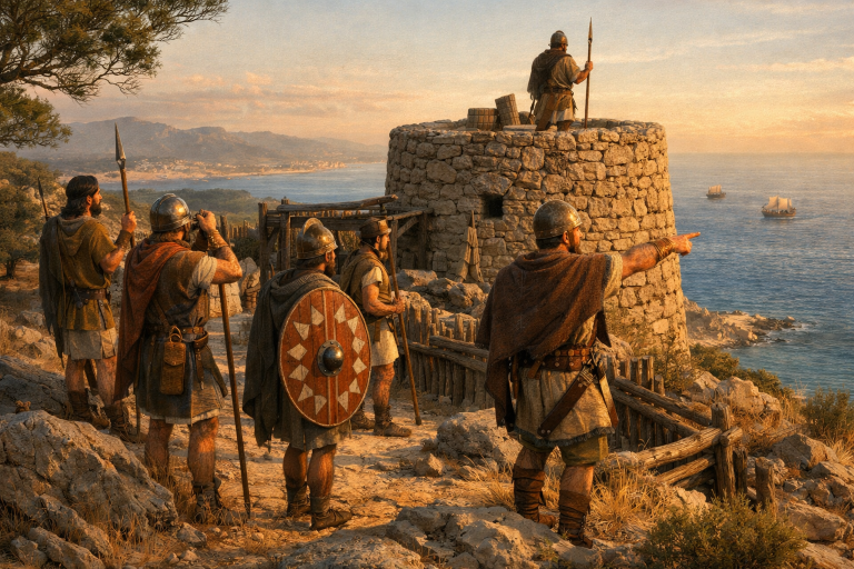 Guerrers Laietans observant el mar mediterrani